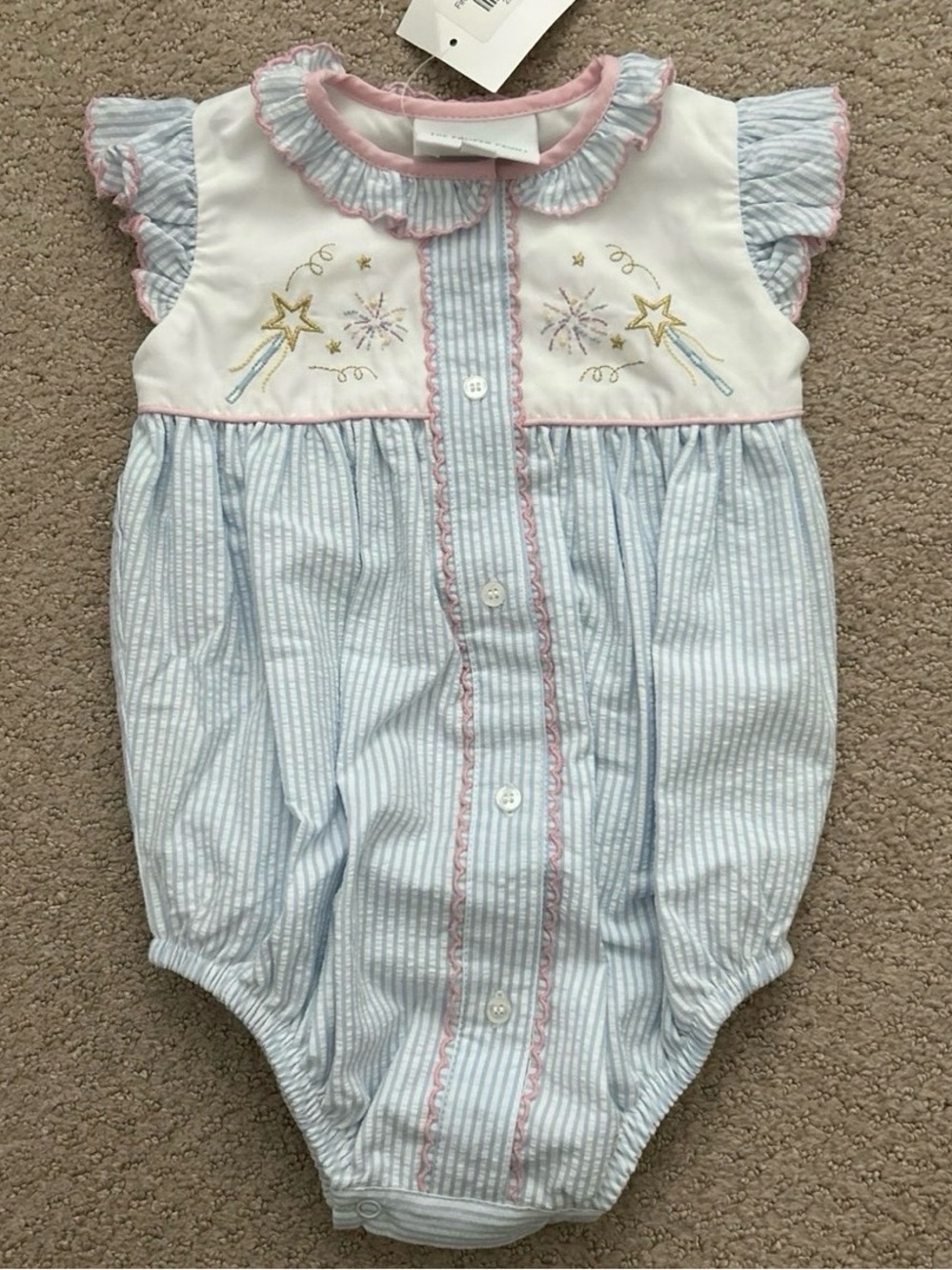 NWT Proper Peony blue seersucker fireworks bubble